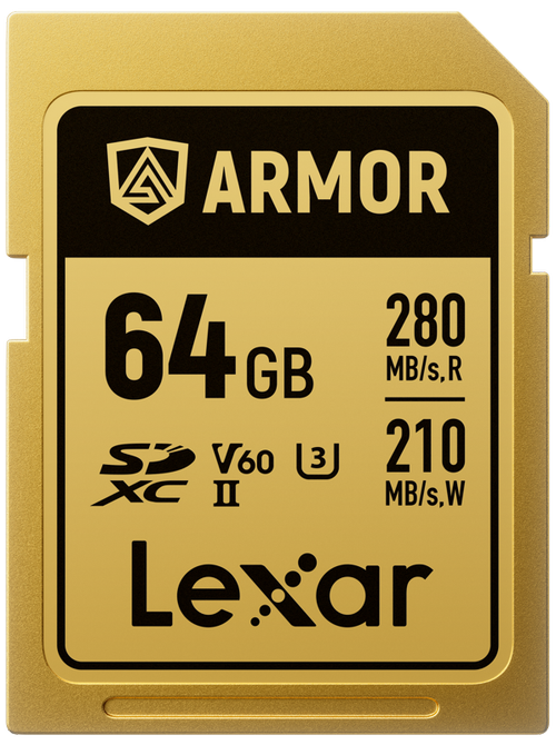 Card de memorie Lexar ARMOR Gold LSDAMGL064G-RNNNG, 64GB, SDXC, UHS-II U3, V60, Inox, IP68