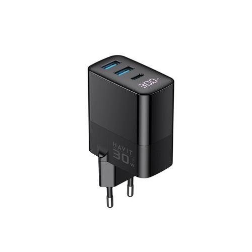 Incarcator priza HAVIT UCLE001 EU, 2 USB-A, 1 USB-C, 30W (Negru)
