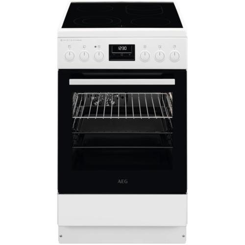 Aragaz AEG CCB56491BW, Vitroceramica, 4 zone de gatit, SteamBake, AirFry, Timer cu display electronic, Grill, Clasa A, 50 cm (Alb)
