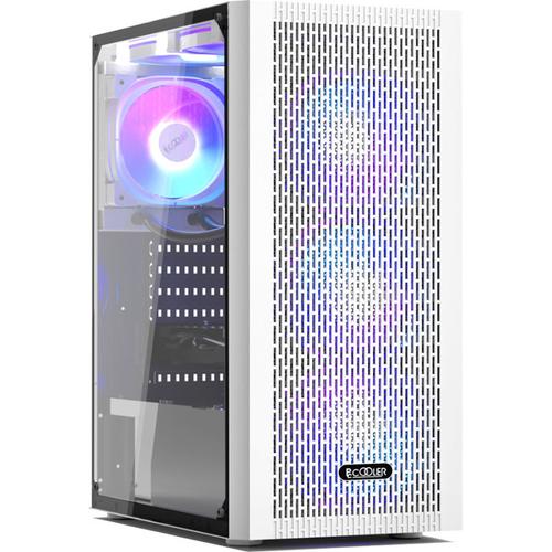 Carcasa PCCooler MA100 Mesh, Middle Tower, Tempered glass, Fara sursa (Alb)