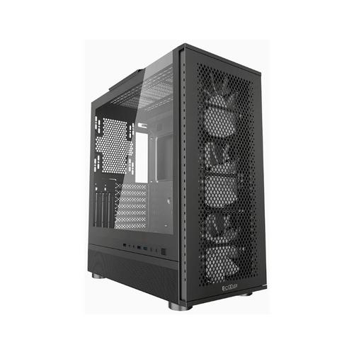 Carcasa PCCOOLER ME200 MESH, Tower, ATX, fara sursa, sticla securizata, 3 ventilatoare incluse, iluminare ARGB, Negru