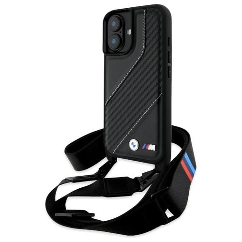 Husa pentru Apple iPhone 16, BMW, M Edition Carbon Stripe & Strap, Neagra