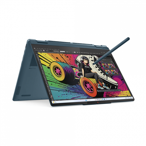 Laptop 2in1 Lenovo Yoga 7 14AKP10 (Procesor AMD Ryzen™ AI 7 350 (16M Cache, up to 5.0 GHz) 14inch 2.8K OLED 120Hz Touch, 32GB LPDDR5X, 1TB SSD, AMD Radeon 860M, Win 11 Pro, Albastru)