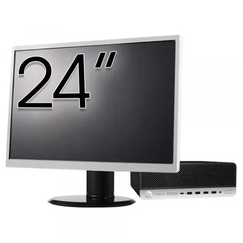 Pachet Calculator refurbished HP ProDesk 600 G3 SFF, Intel Core i5-6500 3.20GHz, 8GB DDR4, 256GB SSD + Monitor 24"