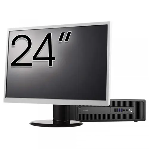 Pachet PC refurbished HP ProDesk 600 G2 SFF, Intel Core i3-6100 3.70GHz, 8GB DDR4, 120GB SSD + 500GB HDD + Monitor 24"