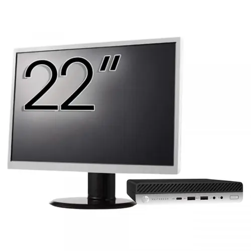 Pachet Calculator refurbished HP EliteDesk 800 G3 Mini PC, Intel Core i5-6500T 2.50GHz, 16GB DDR4, 256GB SSD + Monitor 22"