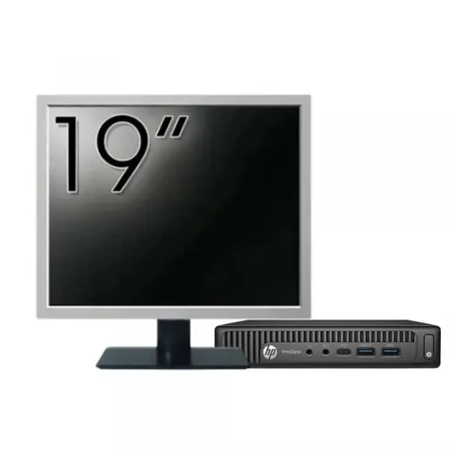Pachet Calculator refurbished HP Prodesk 600 G2 Mini PC, Intel Core i5-6500T 2.50GHz, 8GB DDR4, 256GB SSD + Monitor 19"