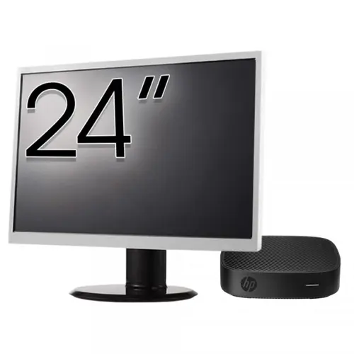 Pachet PC refurbished HP T430 Thin Client, Intel Celeron N4000 1.10-2.60GHz, 2GB DDR4, 16GB SSD + Monitor 24"