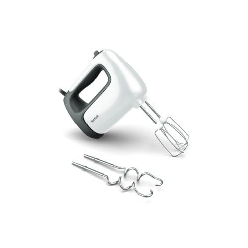Mixer de mana Tefal Prep\' Mix HT460138, 500W, 5 trepte de viteza, Functie Turbo, Teluri si carlige din inox, Buton pentru demontarea accesoriilor, accesorii compatibile cu masina de spalat vase, Alb
