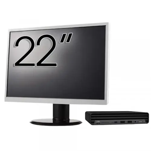 Calculator Sistem PC Refurbished Pachet Calculator refurbished HP ProDesk 400 G6 Mini, Intel Core i5-10500T 2.30 - 3.80GHz, 8GB DDR4, 256GB SSD + Monitor 22"