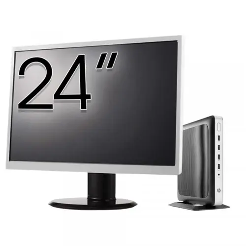 Calculator Sistem PC Refurbished Pachet PC refurbished HP T630 Thin Client, AMD GX-420GI 2.00GHz, 8GB DDR4, 32GB SSD Flash + Monitor 24"