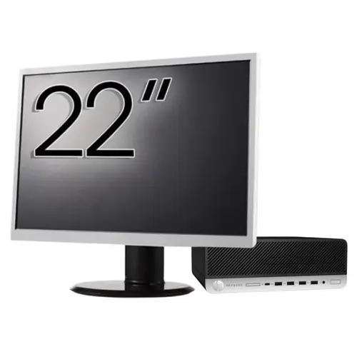 Calculator Sistem PC Refurbished Pachet PC refurbished HP ProDesk 600 G5 SFF, Intel Core i5-8500 3.00 - 4.10GHz, 8GB DDR4, 256GB SSD + Monitor 22"