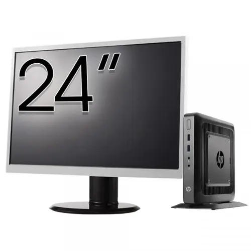 Calculator Sistem PC Refurbished Pachet Calculator refurbished HP T520 Mini PC, AMD GX-215JJ 1.50GHz, 4GB DDR3, 32GB Flash + Monitor 24"