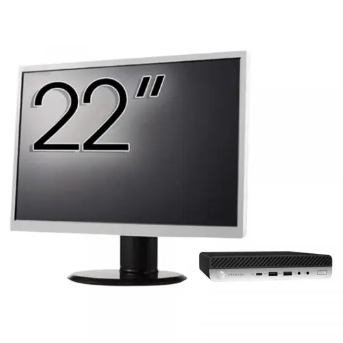 Calculator Sistem PC Refurbished Pachet Calculator refurbished HP ProDesk 600 G5 Mini, Intel Core i5-8500T 2.10 - 3.50GHz, 8GB DDR4, 256GB SSD + Monitor 22"