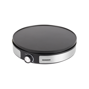 Aparat de facut clatite 2 in 1 HEINNER HCPM-F15RVSS, 1500 W, Placa reversibila 33cm, Invelist antiaderent, Control temperatura (Inox/Negru)