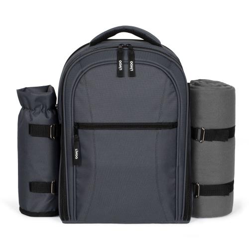 Rucsac pentru picnic Livoo SEP149 4 persoane izolat echipat cu 30 accesorii patura picnic suport izolat detasabil pentru sticle (Gri)