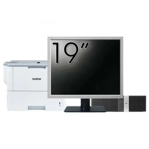 Pachet Calculator refurbished HP Retail System RP5810 SFF, Intel Core i5-4570S 2.90GHz, 8GB DDR3, 128GB SSD, 4 x Serial Port, 1 x 24 Volt USB, 3 x 12 Volt USB + Monitor 19" & Imprimanta Brother HL-L6300DW