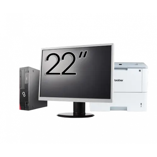 Pachet Calculator refurbished Fujitsu Esprimo D556 SFF, Intel Core i3-6100 3.70GHz, 8GB DDR4, 256GB SSD + Monitor 22" + Imprimanta Brother HL-L6300DW