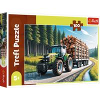 Puzzle Trefl Tractor Forestier cu lemne, 100 piese