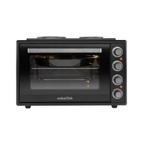 Cuptor electric NobeLTek NLT FSOHP60BK, 60L, 2000W, plite electrice 1500w + 1000w, grill, timer, termostat, Sticla dubla, Ventilator, Iluminare (Negru)