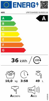 Masina de spalat rufe AEG Seria 7000 Ecoline LFR73164SOE, 10 kg, 1600 rpm, Clasa A(A-30%), Wi-Fi, Dozator Universal -lichid,praf si pernute, Tehnologie ProSense + ProSteam, motor Inverter cu Magnet Permanent (Alb)