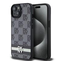 Husa pentru Apple iPhone 15, DKNY, Checkered Mono Pattern & Printed Stripes, Neagra
