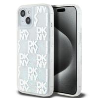 Husa pentru Apple iPhone 15, DKNY, Liquid Glitter Multilogo, Alba