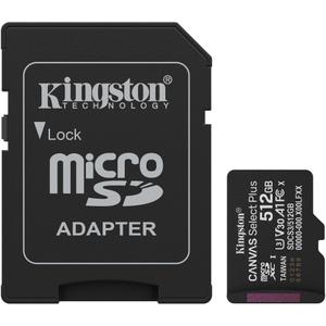 Card de Memorie MicroSDXC Kingston Canvas Select Plus, 512GB, Clasa 10 UHS Performance, U1, V10, cu adaptor