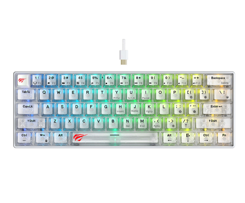 Tastatura Gaming Havit KB903L, iluminare RGB (Alb/Transparent)
