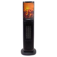 Aeroterma ceramica turn BEPER BP203010, 2000 W, LED cu efect de flacara, Telecomanda, Cronometru (Negru)
