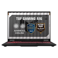 Laptop Gaming ASUS TUF A16 FA608UM (Procesor AMD Ryzen™ 7 260 (16M Cache, up to 5.1 GHz), 16" FHD+ 165Hz, 16GB DDR5, 512GB SSD, NVIDIA GeForce RTX 5060 @8GB, DLSS 3.0, Negru/Gri)