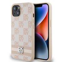 Husa pentru Apple iPhone 15 Plus, DKNY, Checkered Mono Pattern & Printed Stripes, Roz