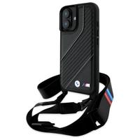 Husa pentru Apple iPhone 16 Plus, BMW, M Edition Carbon Stripe & Strap, Neagra