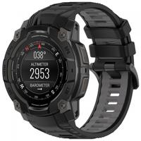 Curea Techsuit W077 pentru Garmin Instinct 3 50mm Solar / Instinct 3 50mm, Negru/Gri