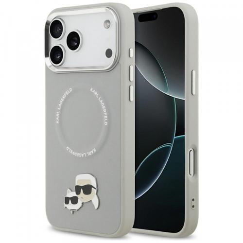 Husa MagSafe pentru Apple iPhone 17 Pro, Karl Lagerfeld, Karl & Choupette Pins, Gri