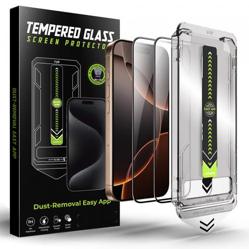 Folie de protectie Ecran Techsuit TitanGlass pentru Apple iPhone 16 / 15, Sticla Securizata, Full Glue, Set 2 bucati