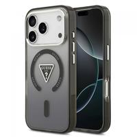 Husa MagSafe pentru Apple iPhone 17 Pro, Guess, IML Gradient Triangle Logo, Neagra Argintie