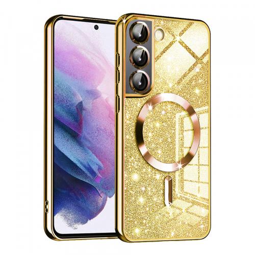 Husa MagSafe pentru Samsung Galaxy S21 FE 5G G990, Techsuit, Luxury Glitter, Aurie