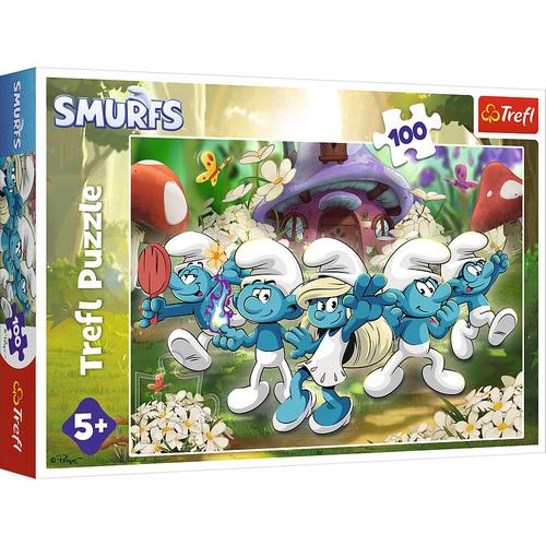 Puzzle Trefl - Faceti Cunostinta cu Strumfii, 100 piese