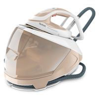 Statie de calcat cu abur Tefal Pro Express Eco GV9E22E0, 2200W, 7.6 bari, jet de abur 550 g/min, abur variabil 0 - 140 g/min, rezervor 1.8L, colector anticalcar, talpa Durilium AirGlide AutoClean, oprire automata, mod Eco, sistem antipicurare (Crem/Alb)
