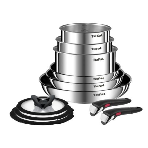 Set de 11 piese Ingenio Emotion L897SB74, inox, Invelis antiaderent, Indicator de temperatura Thermo-Signal, inductie (Argintiu)