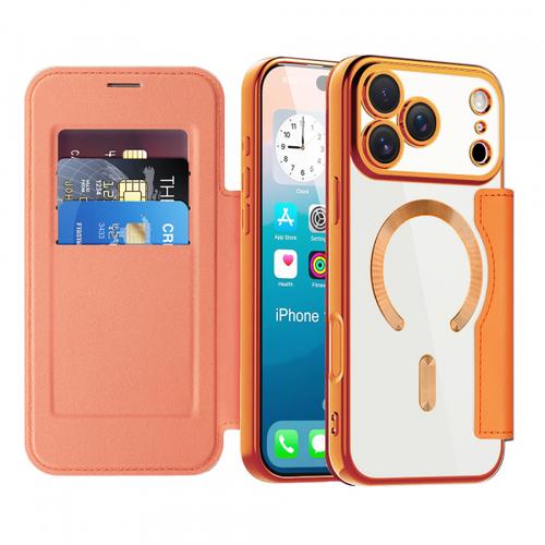Husa Techsuit SmartMag Book MagSafe pentru Apple iPhone 17 Pro Max, Portocaliu