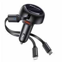 Incarcator Auto Cu Cablu USB-C / Lightning Yesido Y61, 53W, 3A, 1 x USB-A (Negru)