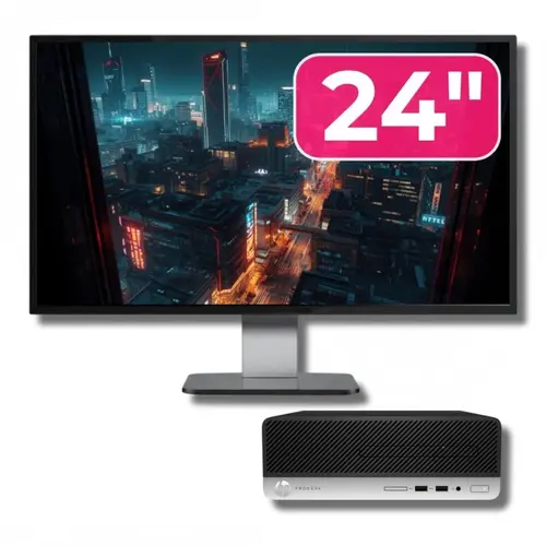 Pachet Calculator Refurbished HP ProDesk 400 G5 SFF, Intel Core i5-8500 3.00GHz, 8GB DDR4, 256GB SSD + Monitor 24"