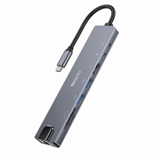 Hub USB-C Yesido HB27, 8in1, (Gri)