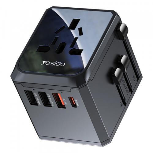 Incarcator Retea Yesido MC24 Travel, 20W, 3A, 3 x USB-A - 1 x USB-C (Negru)