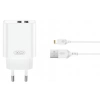 Incarcator Retea Cu Cablu Lightning XO Design CE34, 12W, 2.4A, 2 x USB-A (Alb)