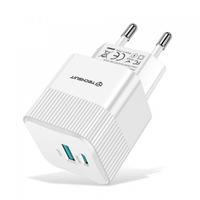 Incarcator Retea Techsuit CHPD216 Tiny, 25W, 3A, 1 x USB-A - 1 x USB-C (Alb)