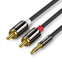 Cablu Audio 3.5mm - 2 x RCA Ugreen AV116, 1m, Negru