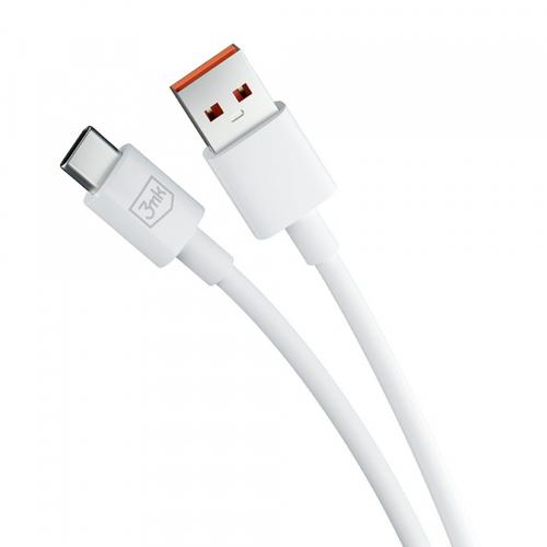 Cablu Date/Incarcare 3MK Hyper USB-A - USB-C, 60W, 1.2m (Alb)